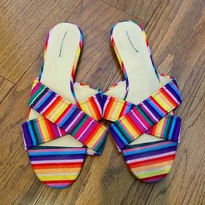 Multi-colored J.Crew cross-strap sandals